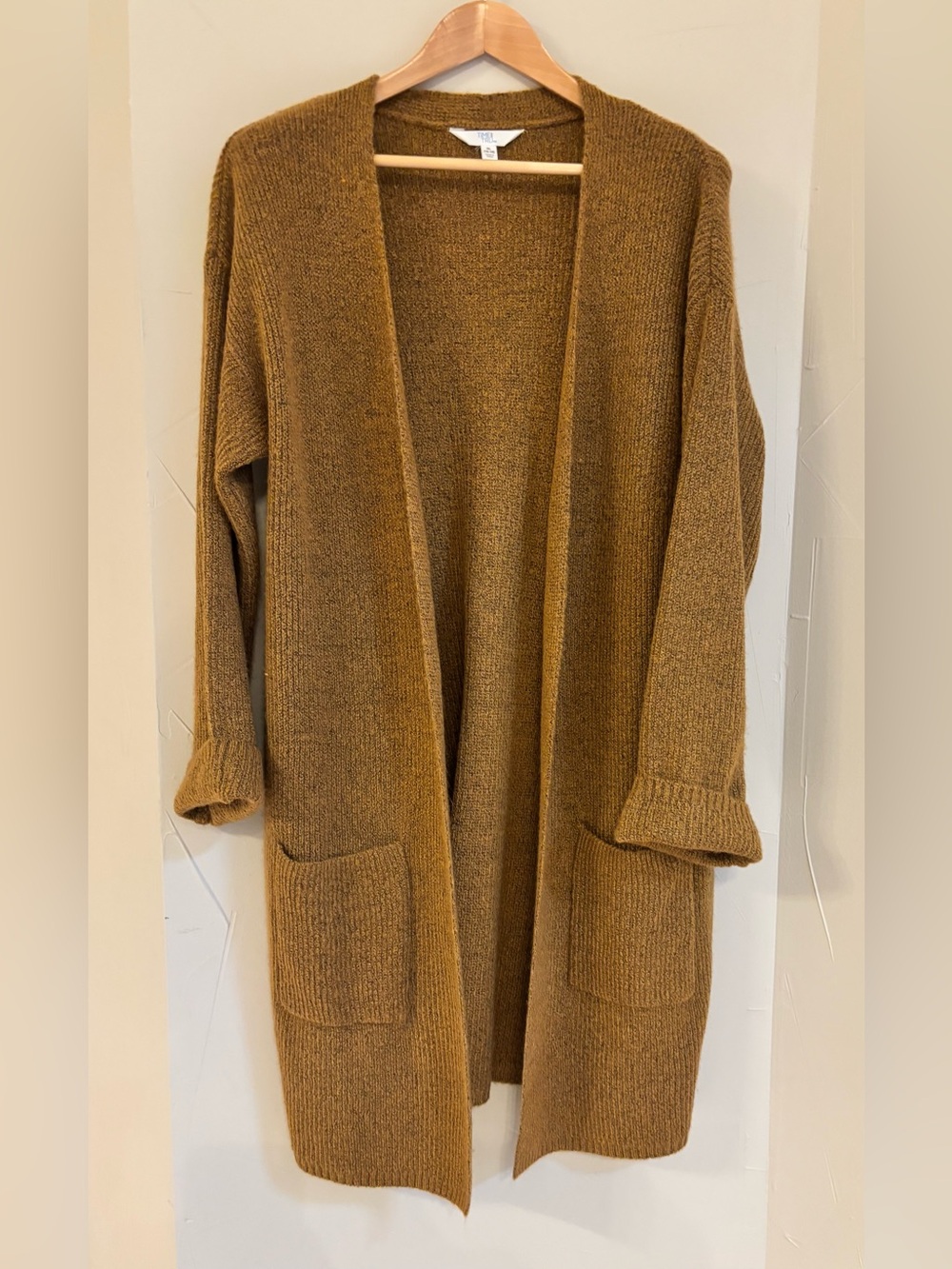 Women’s Open-Front Long Cardigan Sweater in Mustard